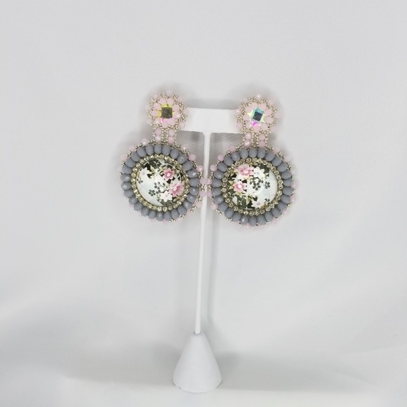 Glass Color Pattern Earrings - Picture 2 of 2